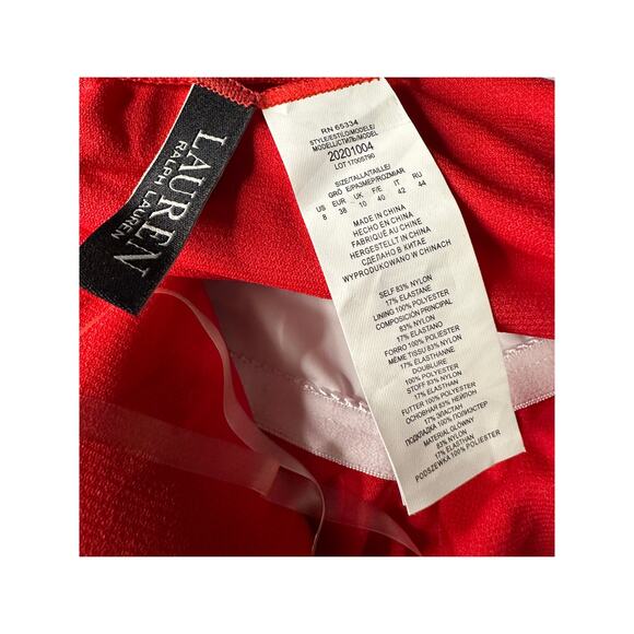 Lauren Ralph Lauren Women's Double-Strap One-Shoulder Red Swimsuit Size 8 NWT - Picture 12 of 13